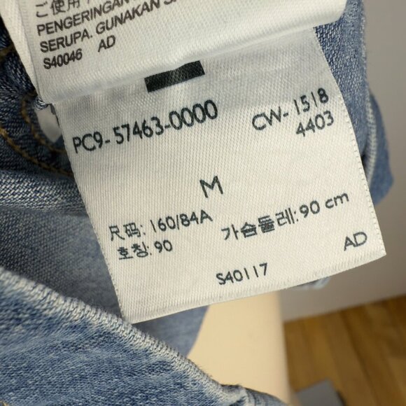 LEVI'S Denim Thick VTG Sheath Buttoned‎ Pockets Midi Square Neck Blue Dress M - Picture 10 of 10